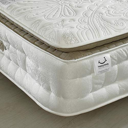 Pillow-Top 3000 Pocket Sprung, Happy Beds Windsor Medium Tension Mattress with Reflex Foam - 5ft UK King (150 x 200 cm)