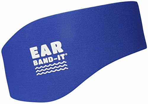 Ear Band-It Schwimmkopf mit sicheren Ohrstöpseln (vom Arzt erfunden und vom Arzt empfohlen) Groß (ab 10 Jahre) Blau