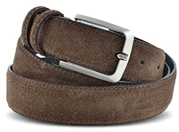 La Bottega del Calzolaio Cintura uomo in pelle scamosciata marrone, artigianale, made in italy, 3,5 cm. (125 cm (54/56 EU))