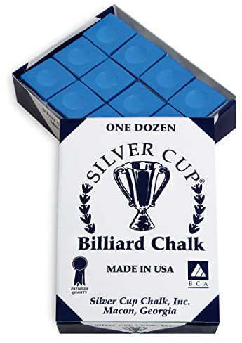 SILVER CUP Billiard CHALK - ONE DOZEN (Electric Blue)