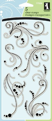 Inkadinkado Decorative Flourish Clear Stamp Set for Arts and Crafts, 5pc