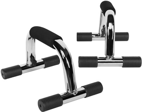 GORILLA SPORTS® Liegestützgriffe - 2er Set, Rutschfest, Verchromt, Ergonomisch, Schaumstoffgriff - Push Up Griffe, Push up Bars, Liegestützen, Parallettes, Liegestützstangen