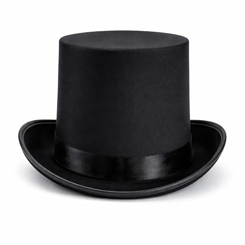 Cappello a Cilindro Alto Nero in Feltro Stile Totò Zio Paperone – Accessorio Costume Elegante Carnevale Halloween