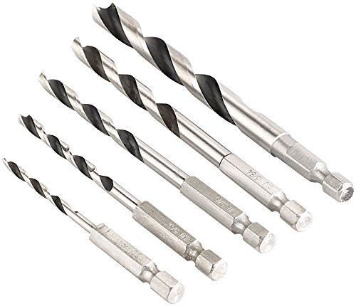 AGT Juegos de brocas - Taladro de broca: Juego de taladros para madera para destornilladores inalámbricos, 3-8 mm, 5 piezas (Juego brocas, perforar Con Portabrocas hexagonal)