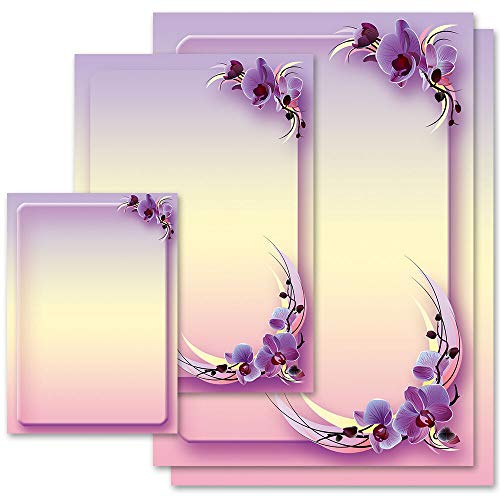50 Sheets Motif Letter Paper! Orchid Motif Orchid Blossoms Flowers & Petals DIN A4 - Paper-Media
