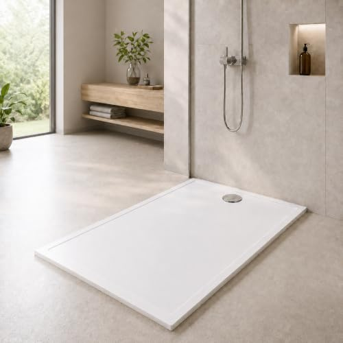 Art-of-Baan® duschk 90 x 90 cm sanitär akryl platta duschkar i vitt DIN anslutning inkl. avloppssats