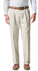 Dockers Men's Relaxed Fit Comfort Khaki Pants - Pleated, Porcelain Khaki, 44W x 32L