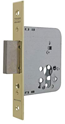 TESA 403150HL Cerradura De Embutir Para Puertas De Madera Sin Cilindro Latonado Entrada 50 mm, Frente Cuadrado 4031