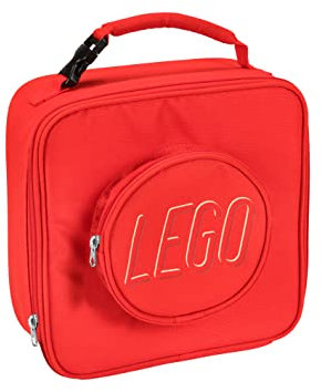 LEGO Lunch Bag, Durable and Insulated, with Mesh Pouch and Zip Compartment, Perfect for On-The-Go Meals, Red, Red, One Size, Brick Lunch Bag