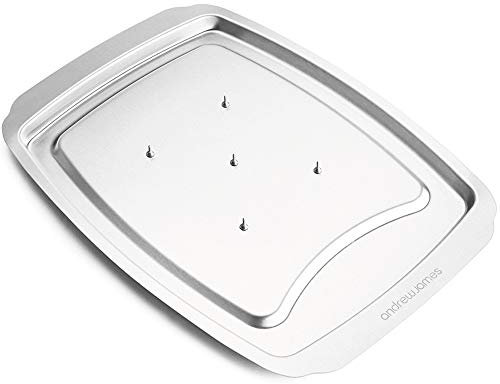 andrew james Stainless Steel Meat Carving Tray with Spikes Non-Slip Grip, Heavy-Duty Carving Board for Meat, Poultry & BBQ – Includes Safety Guards & Lipped Rim (Carving Tray)