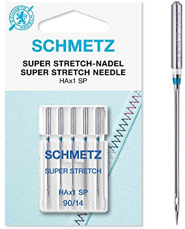 SCHMETZ | 5 Aiguilles pour machines à coudre | Super Stretch | HAX1 SP | Grosseur 90/14