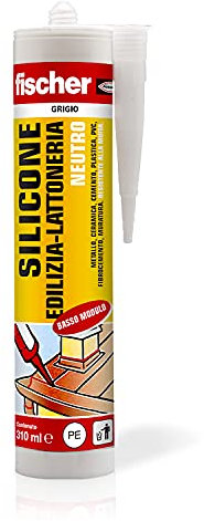 Fischer, Silicone Sigillante SBM 310 Grigio, Neutro A Basso Modulo, Elastico, Senza Solventi, Per Edilizia, Lattoneria, Facciate, Vetrate, Inodore, Uso Esterno/Interno, 9368