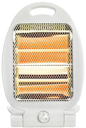 STATUS Quartz Heater 800 W Infrared Portable Heater with 2 Heat Settings, Safety Tip‑Over Protection, Built‑In Handle and Fold‑Away Stand, (QH‑800W1PKB)