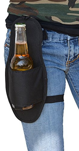 Fairly Odd Novelties FON-10112 Beer Hip Holster Single Bottle Or Can Soda Beverage Holder Makes Perfect Party Novelty Gag Gift, Glass, Black