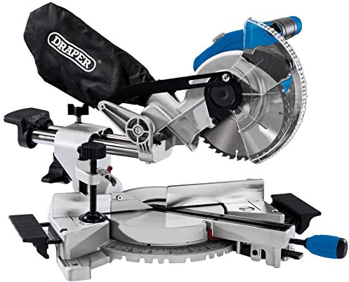 Draper 55588 D20 20V Brushless 185mm Sliding Compound Mitre Saw - Bare, Blue and Black