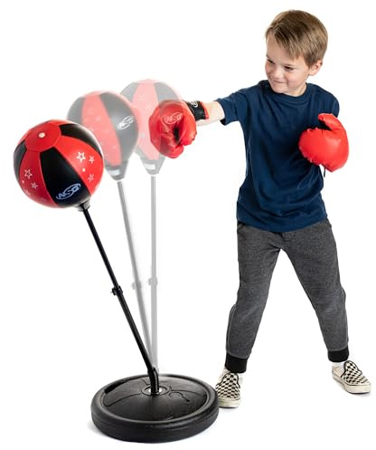 NSG Punching Bag for Kids & Boxing Gloves Set - Adjustable Freestanding Speed Bag with Spring-Loaded Stand, Junior Boxing Gloves & Hand Pump - Portable, Easy Assembly for Boys, Teens, Toddlers Ages 4+