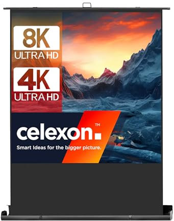 celexon Ultramobil Plus Professional Pull-Up-Leinwand 85 | 160x160 cm 1:1 | transportable 8K, Full-HD Beamer-Leinwand zum blitzschnellen Ausziehen & Aufstellen | inkl. Tragegriff + Scherengelenk