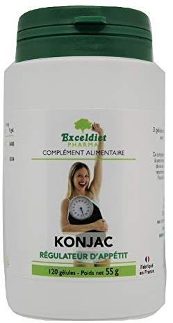 KONJAC Pur 3600 mg/j | Coupe Faim Puissant et Efficace | 95% Glucomannane | Minceur, Détox, Digestion, Transit | 120 gélules - Fabriqué en France