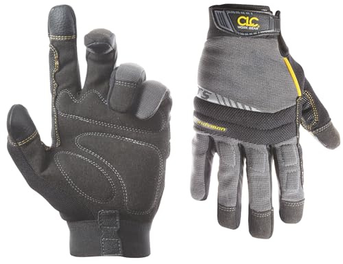 Custom Leathercraft125L Handyman Flex Grip Work Gloves, Shrink Resistant, Improved Dexterity, Tough, Stretchable, Excellent Grip, Black