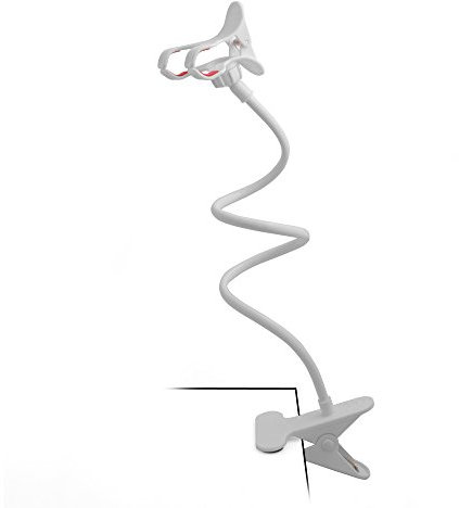 System-S Support universel pour téléphone portable, table et lit, support de col de cygne, support de bras pour smartphone et téléphone portable en blanc