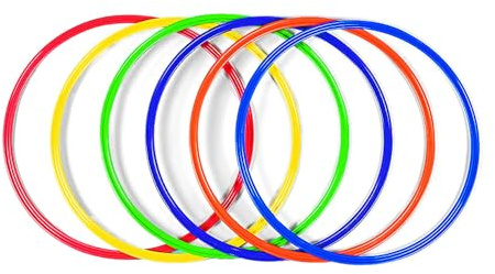 Fun Express Large 20 Inch Obstacle Course Agility Rings Set of 6 - Professional PE Equipment for Elementary School Physical Education | Carnival Games Ring Toss for Kids Outdoor Play & Field Day