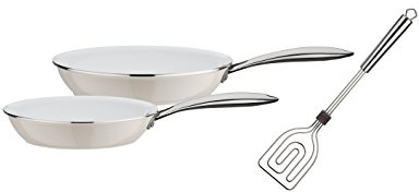 GSW 800181 Ceramica Color pann-set 3 delar inkl. Scala allesändare, aluminium, kräm/vit, 28 cm, 3 enheter