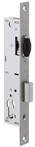 METALUX Série 8 - Serrure à encastrer 1 point pêne dormant et rouleau sans Gâche Têtière Inox coffre 21mm x 180mm Pêne dormant pour porte PVC ou porte metallique