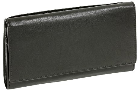 LEAS Damenlangbörse Damenportemonnaie Echt-Leder, schwarz Ladies-Collection