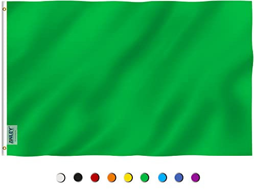 Anley Fly Breeze 3x5Pi Drapeau Solid Green Vive Résiste aux UV-Entête en Toile/Double Couture-Drapeau Vert Massif en Polyester, œillet en Laiton 3x5Pi