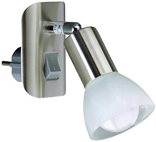 Leseleuchte, Steckerlampe, Steckerspot, E14, 25 Watt, dreh- und schwenkbar, matt-nickel