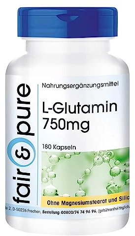 Fair & Pure® - L-Glutammina in capsule - Vegan - Aminoacido Glutammina 750mg - Polvere in capsule - Neutra - 180 Capsule