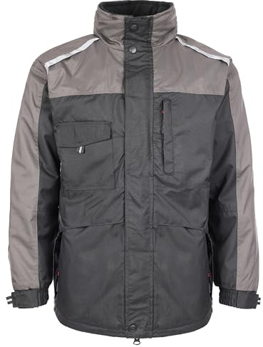 TuffStuff - Cleveland Jacket - Size Large, Black - 100% Polyester with Hardwearing Oxford Outer - Windproof & Water Resistant - Fleece Lined Mens Jacket - With a Reflective Trim & Zipped Pockets