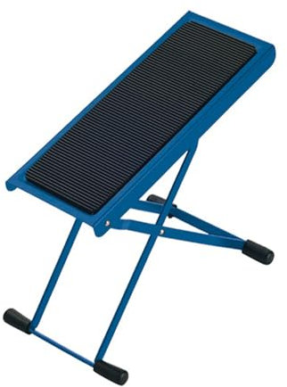 K&M 14670 Fußbank in Blau – 6-fach verstellbar mit breiter Auflage – Höhe von 11,9 bis 26,4 cm – aus Stahl