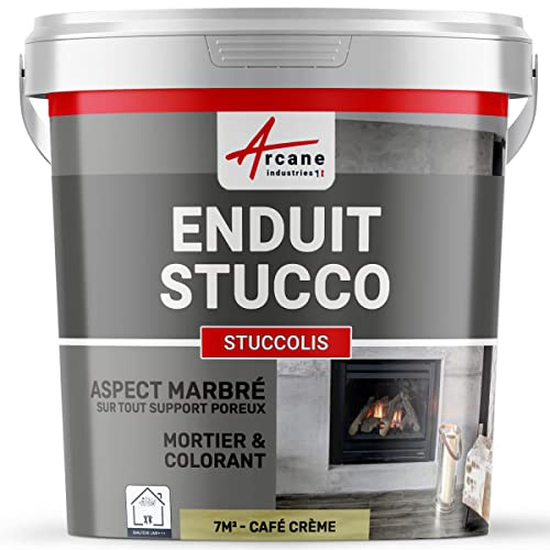 ARCANE INDUSTRIES Mortier et Teinte, stuc, sans Primaire, ni Finition : Stuccolis - 7 m² Café Crème