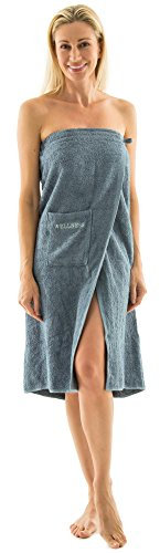 aqua-textil Wellness Saunakilt Damen 90 x 150 cm grau Baumwolle Saunasarong Frottee Kilt Langer Schnitt