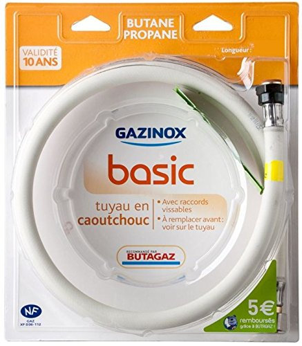 Gazinox - Tuyau Caoutchouc Butane/Proprane 2M Garantie 10 Ans