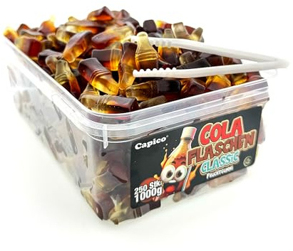 Capico Colaflaschen Classic Fruchtgummi (1000g) in Dose, Halal