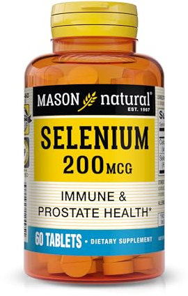 Mason Natural Selenium 200 mcg - Antioxidant Supplement for Immune Support & Prostate Health, Essential Trace Mineral, 60 Tablets