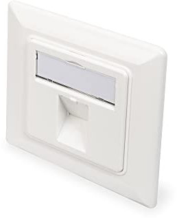 DIGITUS Prise pour Module Keystone - 1 Port - Sortie Coudée à 45° - avec Capuchon Anti-Poussière - Blanc