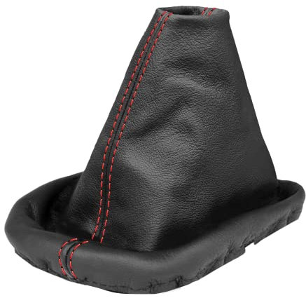 L & P Car Design L&P A0031 Schaltsack Schaltmanschette kompatibel mit VW Passat 3B B5 3BG 100% Echtleder Leder in Schwarz Naht Rot