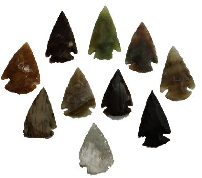 10 pcs Flint Knapping Arrowheads 2.5 to 3.5cm Stone Age Reproductions