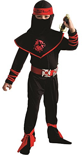 Dress Up America Costume Ninja pour Enfants - Deguisement Ninja Enfant Samurai Warrior Dress Up - Costume Ninja Rouge et Noir pour garçons et Filles