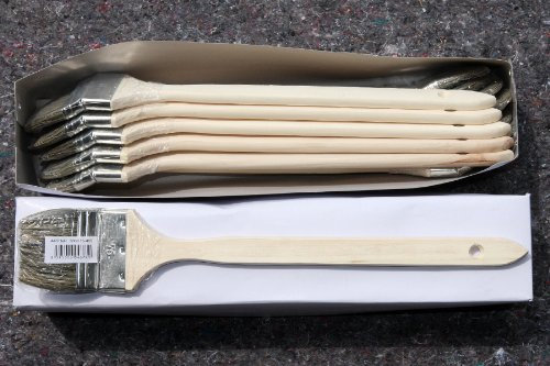 48 x Heizkörperpinsel 75mm Pinsel Set mit grauen Chinaborsten | Malerpinsel Industriepinsel für lösemittelhaltige und wasserbasierte Anstrichmedien | Maler Eckenpinsel Naturborsten