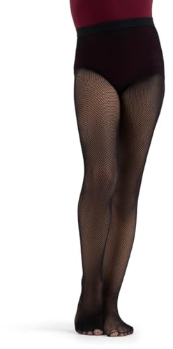Capezio Big Girls' Studio Basics Fishnet Seamless Tight,Black,One Size