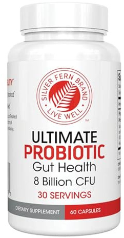 Silver Fern Brand Ultimate Probiotic - Probiotics for Women & Men - 8 Billion CFU Spore-Forming Gut Health Supplement - DNA Verified, Vegan, Shelf-Stable, High Survivability - 60 Capsules