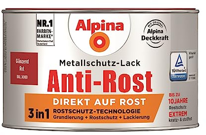 Alpina Metallschutzlack Anti-Rost Rot 300ml glänzend