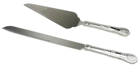 Cake Knife & Slice Set in Beautiful White Silk Lined Gift Box (XX080099)