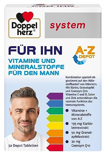 Doppelherz system FÜR IHN – Vitamine, Mineralstoffe und Spurenelemente – abgestimmt auf den Nährstoffbedarf des Mannes – 30 Tabletten