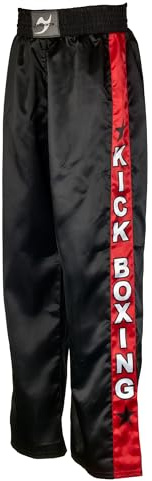 Ju-Sports Kickboxhose 130 Kick Schwarz I Leichte Kickboxen Hose mit Gummizug mit Zusatzschnürung I 100% Polyester I Mit Kickzwickel & breitem Boxerbund
