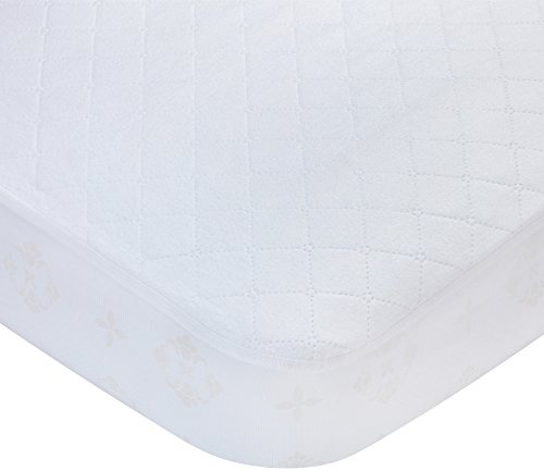 Carters Waterproof Fitted Quilted Crib and Toddler Protective Mattress Pad Cover, White
